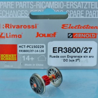ER3800/27 Hornby Electrotren Geared Wheel Set Without Tyre DC RENFE 10321 IS3a