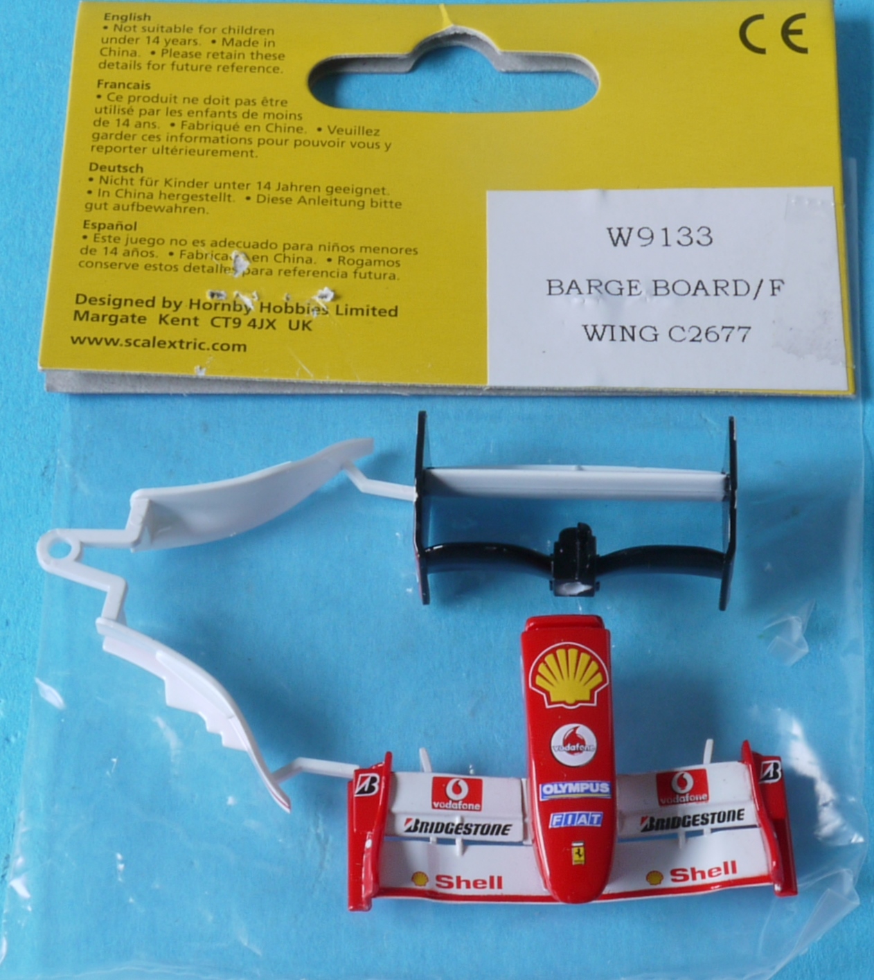 W9133 Scalextric Front + Rear Wing + Barge Board Ferrari F1 No.1 Schumacher - Image 2
