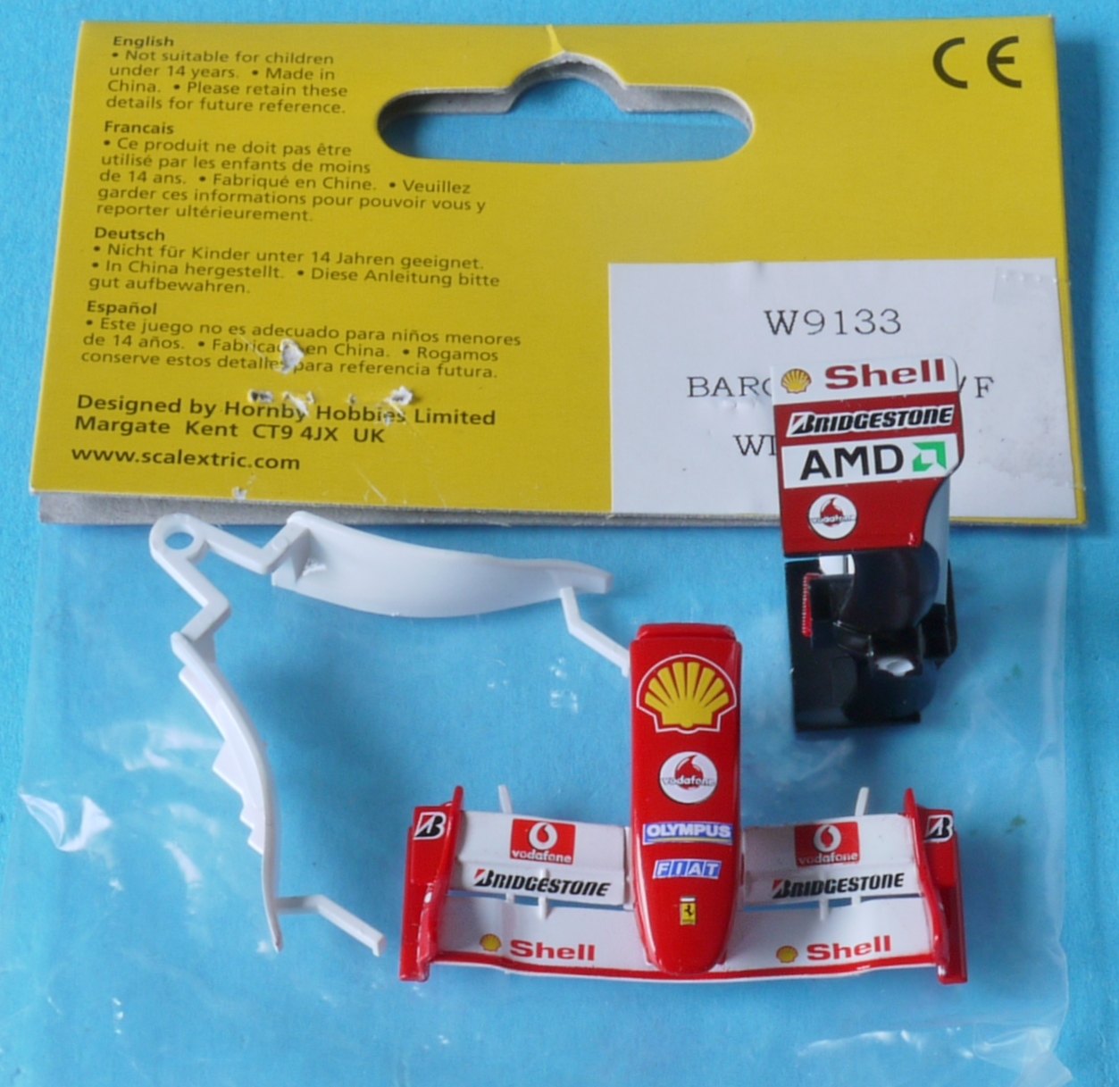 W9133 Scalextric Front + Rear Wing + Barge Board Ferrari F1 No.1 Schumacher