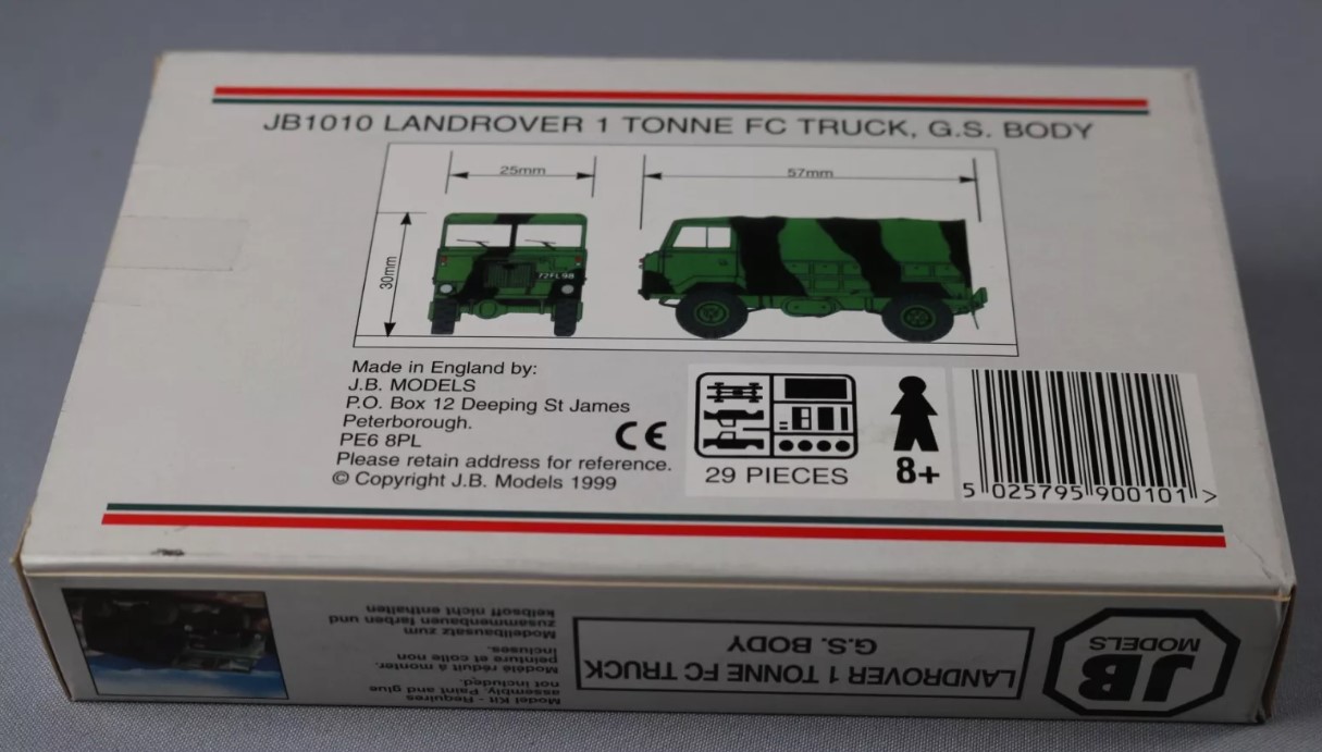 JB Models JB1010 LandRover 1 Tonne FC Truck G.S. Body 1:76 Scale Model Kit - Image 3